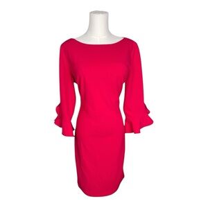 Karl Lagerfeld Paris Red Ruffle-Sleeve Sheath Dress — Size 8 (NWT)